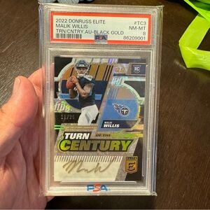 Malik Willis 
2022 Donruss Elite 
Turn of the Century 
RC Auto /25 
PSA 8